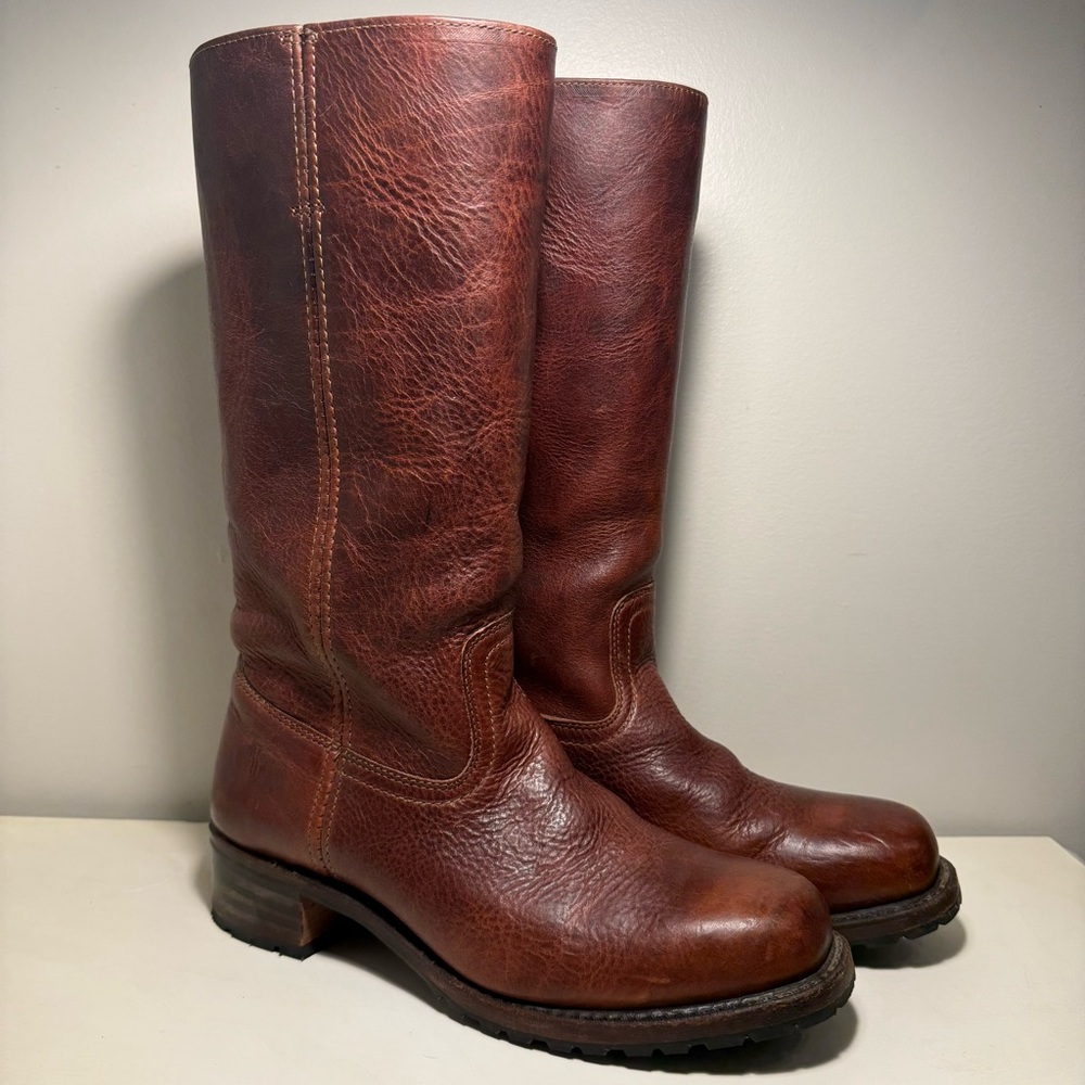 Vintage Frye Campus 14L Boots Women’s Size 11 Brown Square Toe Western Heel Ride